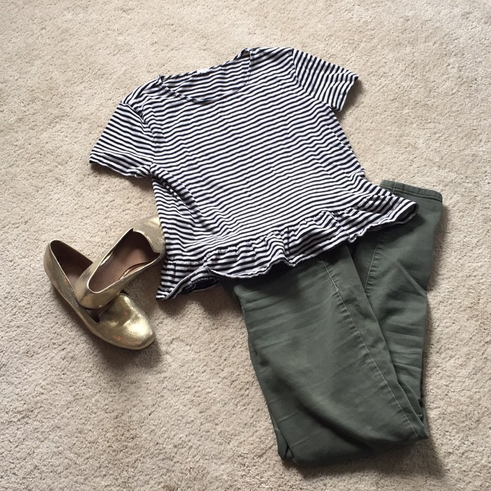 J Crew Striped Peplum Shirt